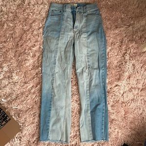 abercrombie and fitch ankle straight ultra high rise jeans, two toned.